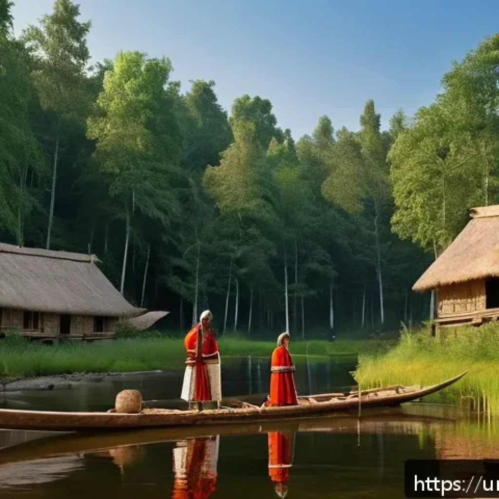 리투아니아 역사 개요 - A vivid depiction of ancient Lithuanian tribal life in dense northern forests, showcasing traditiona...