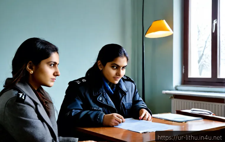 Home 17 리투아니아에서 실종 사건 및 범죄 사례 - Photorealistic investigative scene in a Lithuanian police office, a concerned Pakistani Urdu-speakin...